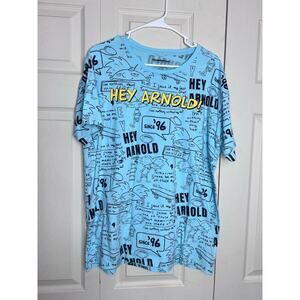 Nickelodeon Hey Arnold Graphic T-Shirt Short Sleeve Blue Shirt Size Large